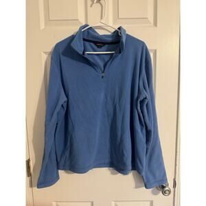 Lands End Royal Blue Light Weight Fleece Quarter Zip Sweatshirt Mens Sz: Large